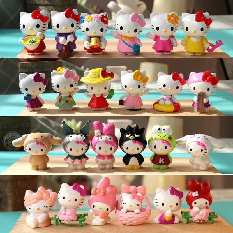 Мини-фигура Hello Kitty с аксессуарами, симпатичная коллекционная кукла, набор 4 см, мультистиль