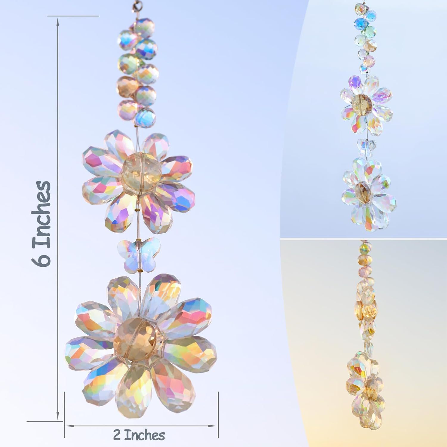 100g Weight Suncatcher, Wind Chime Home Textiles & Decor Type pendant Classification 1 Piece Quantity Home, Outdoor Occasion Artificial Crystal Material Flower Pattern Elegant, Shiny Style Elegant Shiny Flower Artificial Crystal Suncatcher Wind Chime Wall Art 1