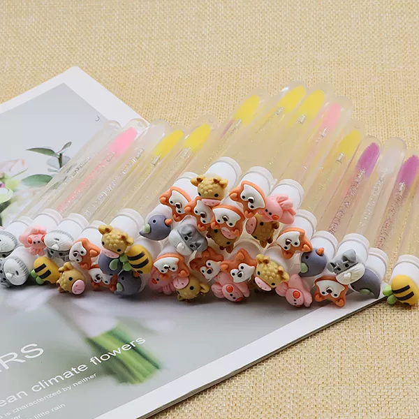 Cross-Border Hot-Selling Cartoon Independent Test Tube Crystal Eyelash Brush Grafted False Eyelashes Portable Dust-Proof Eyebrow Brush Transparent Tube