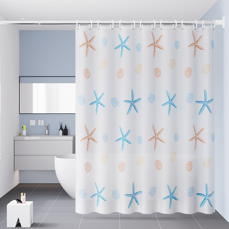 Cortina impermeable de baño engrosada de color puro, juego de cortina de baño de baño, cortina de baño de dormitorio de hotel sin perforación, cortina de puerta