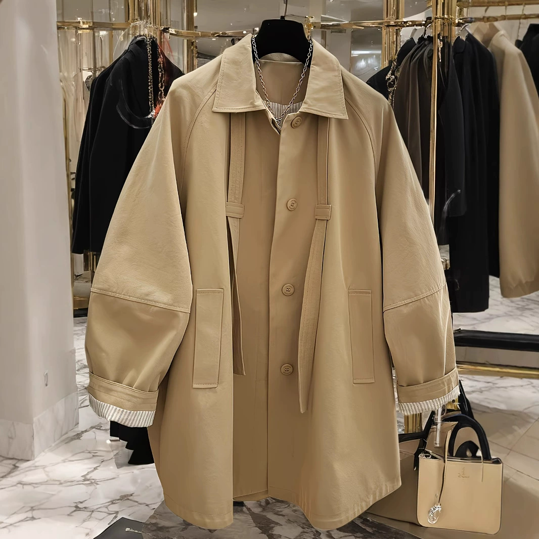 2025 новый стильный свободный повседневный ветрозащитный плащ средней длины для женщин, весенне-осенний тонкий стиль, модная куртка для работы