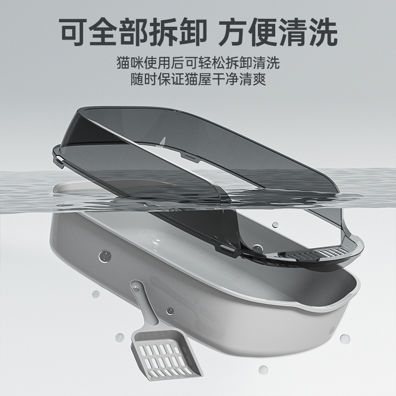 El fabricante emitió una caja de arena para gatos de gran tamaño personalizada para evitar salpicaduras externas.