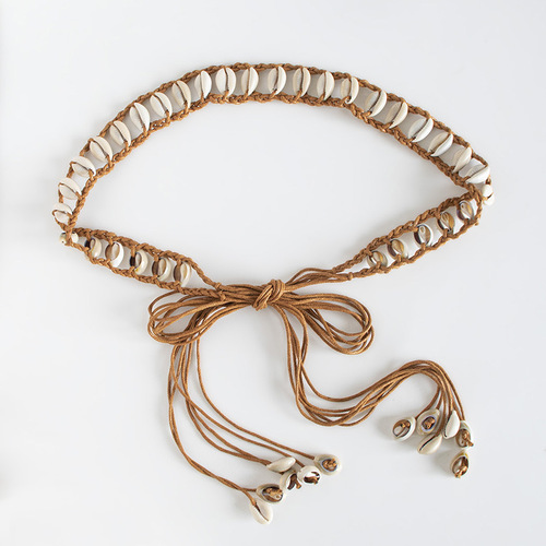 Summer Women's Shell Natural Braided Ethnic Style Decorative Handmade Women's Waist Rope Fashion Bohemian Women's Belt