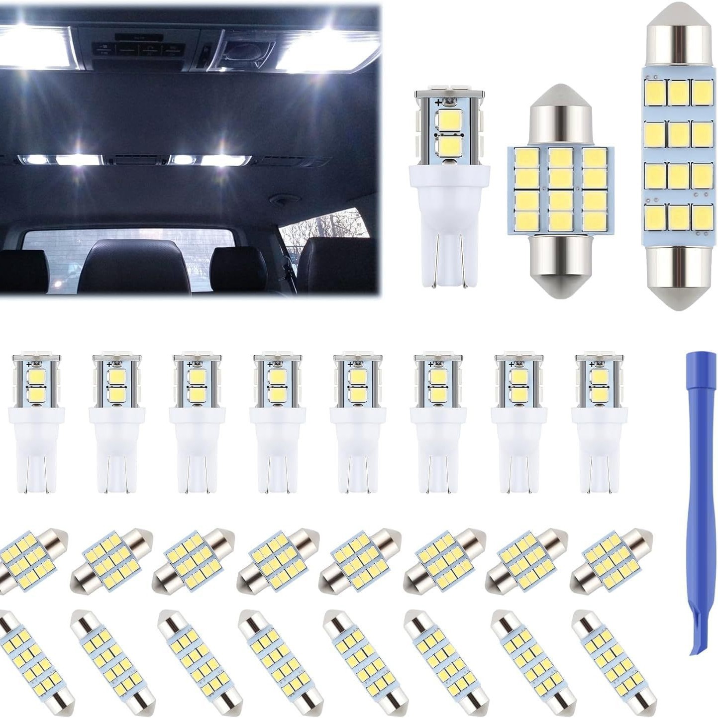Auto LED conjunto de 24PCS T10 luz de ancho 31MM doble punta luz de lectura lámpara de matrícula luz interior