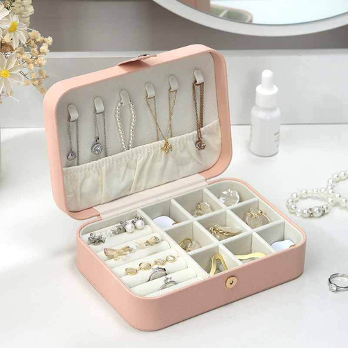 Elegant & Minimalist Travel-Friendly Single-Layer Jewelry Box for Earrings, Studs, and Rings – Available on Shein & Amazon