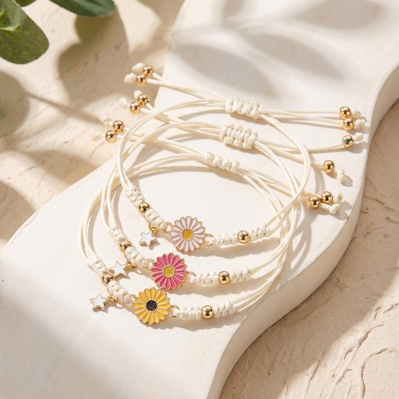 European and American Cross-border New Style Small Fresh Daisy Bracelet Sunflower Bracelet Hand-woven Fashion Flower Bracelet for Women European and American Cross-border New Style Small Fresh Daisy Bracelet Sunflower Bracelet Hand-woven Fashion Flower Bracelet for Women