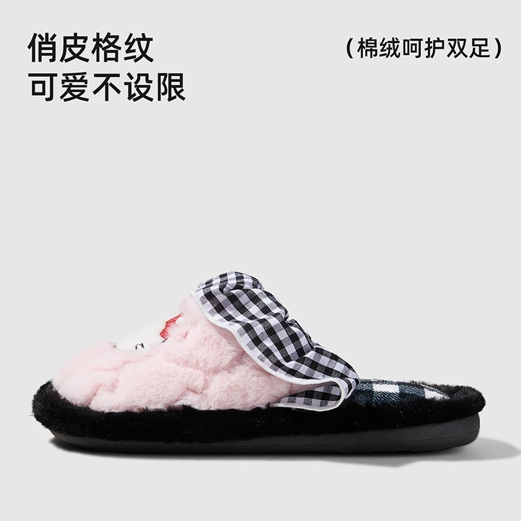 蝴蝶结拖鞋女款秋冬可爱Kitty高颜值 ins风家居舒适防滑棉拖鞋女|undefined