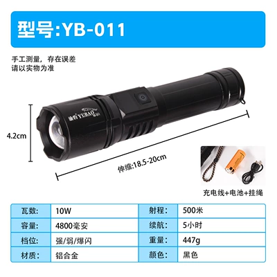 Life, Small, Portable, Rechargeable, High UV fənərlər - 011-bright-white-laser-zoom-large-capacity-lithium-battery-electronic-display-power-bank