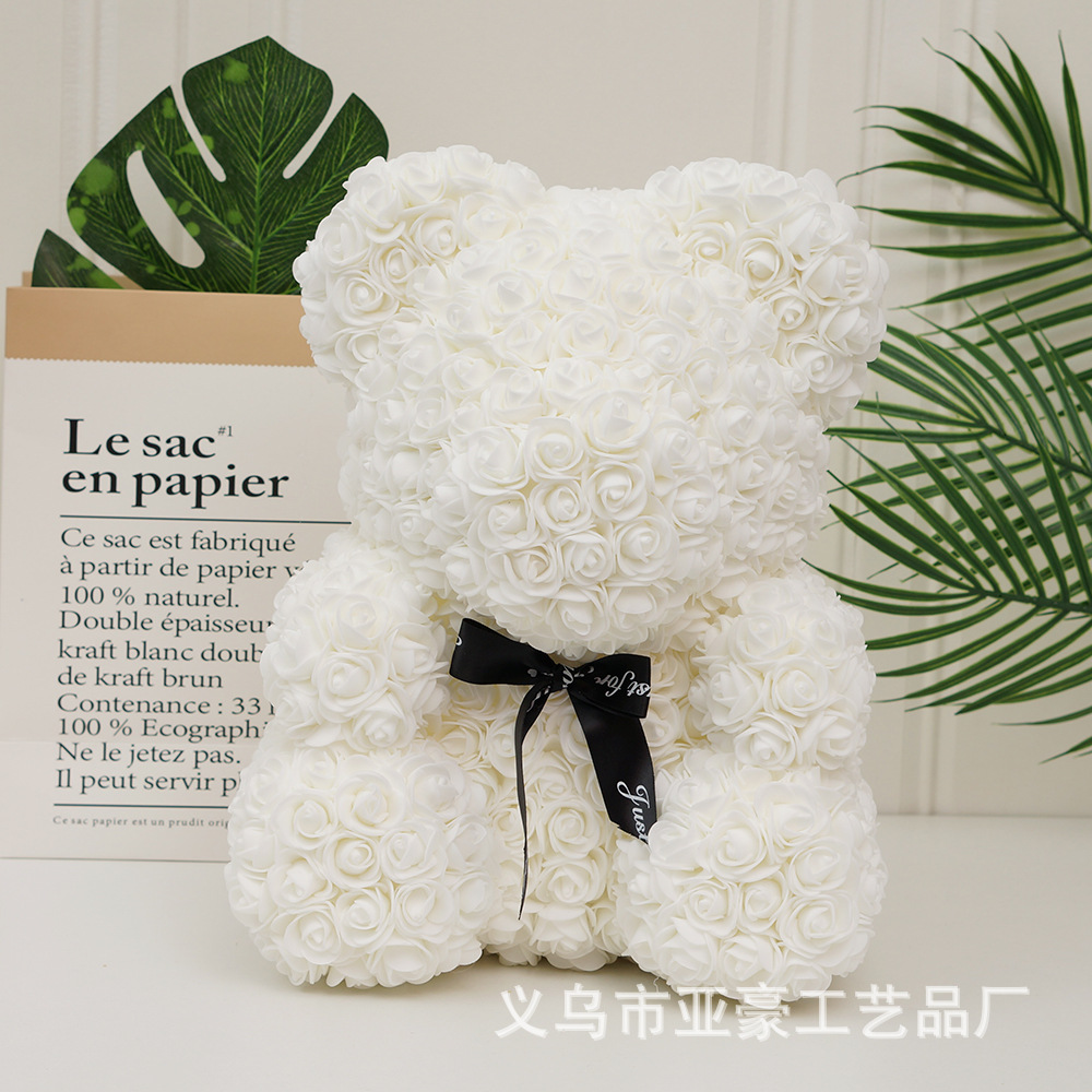 Día de San Valentín regalo Rosa oso ramo de Navidad eterna flor Rosa oso caja de regalo ramo corazón abrazando regalo de cumpleaños