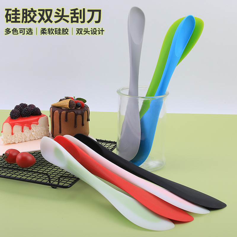 両頭混合・ベーキングツール一体型シリコンスパチュラ 家庭用両用スパチュラ 子供用食器スプーン クリームナイフ|undefined