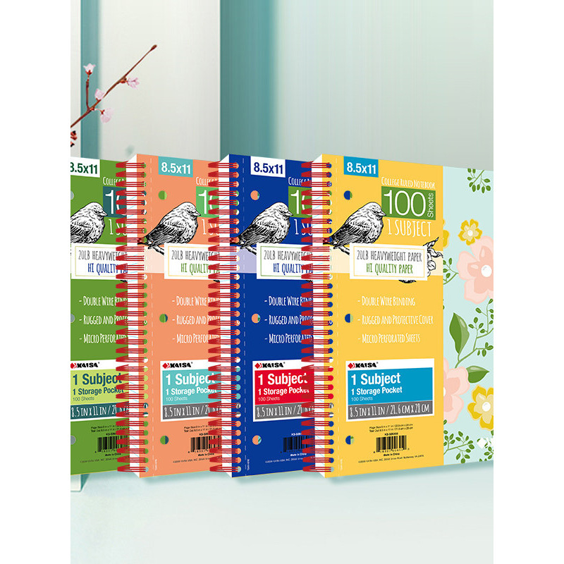 2022 Kaisa Floral Single-Subject 100-Sheet Three-Hole Spiral Notebook, Floral American Style Spiral Notebook 2022 Kaisa Floral Single-Subject 100-Sheet Three-Hole Spiral Notebook, Floral American Style Spiral Notebook
