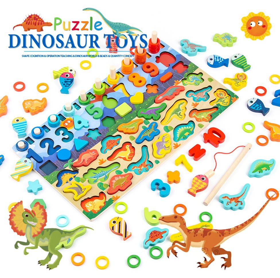 Juguetes de educación temprana para niños Tablero de números y letras siete en uno multifuncional Juego de pesca magnética de rompecabezas para bebés