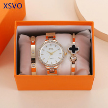 钛钢防水手表厂家直销时尚高级链表梦幻满钻女表手镯礼品套装