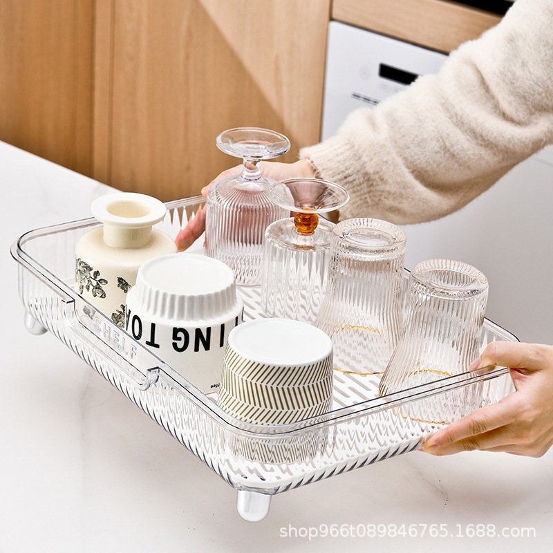 가정용 배수 컵 보관 컵 랙 젓가락 보관 랙 랙 랙 두꺼운 과일 플레이트 티 컵 주방 트레이 플라스틱