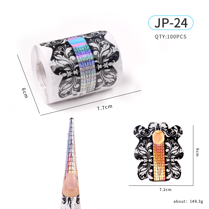 Soporte de papel de uñas de herradura extensión de fototerapia de cristal herramienta de uñas arte de uñas mariposa mosca titular de dedo rectangular 100 unids/rollo