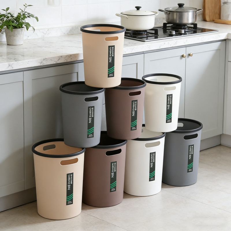 Binaural Simple Press Ring Trash Can Household Round Kitchen Bathroom Plastic Trash Can Office Trash Basket Wholesale Binaural Simple Press Ring Trash Can Household Round Kitchen Bathroom Plastic Trash Can Office Trash Basket Wholesale