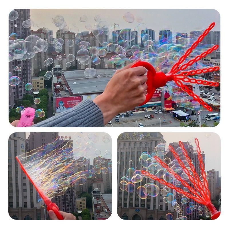 Handheld smiling 32-hole bubble wand bubble toy, open five claws, large bubble blowing machine toy, cross-border