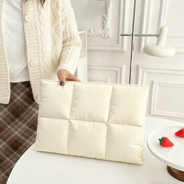 Korean Version of the New Magnetic down Bag, Ultra-Soft Laptop Sleeve, Lightweight, Waterproof, Minimalist Cotton Solid Color Computer Bag