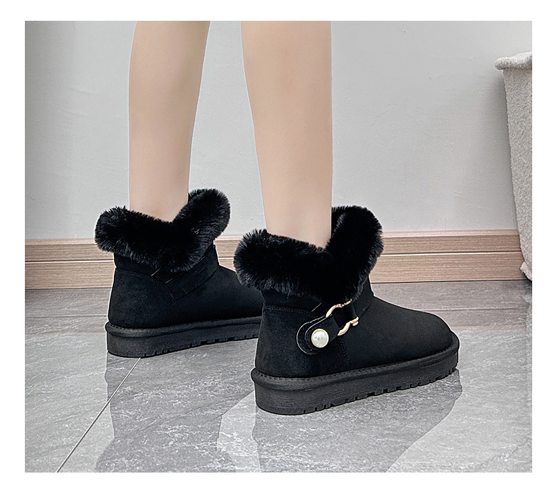 Botas de neve de tubo curto para mulheres 2023 Novo outono e inverno Pelúcia Sola grossa Sapatos de algodão Moda Manga Pão Sapatos para aquecimento_voghion.com