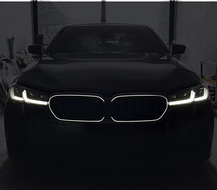 Suitable for BMW new series luminous grille, bright black modified grille, Black Warrior glow