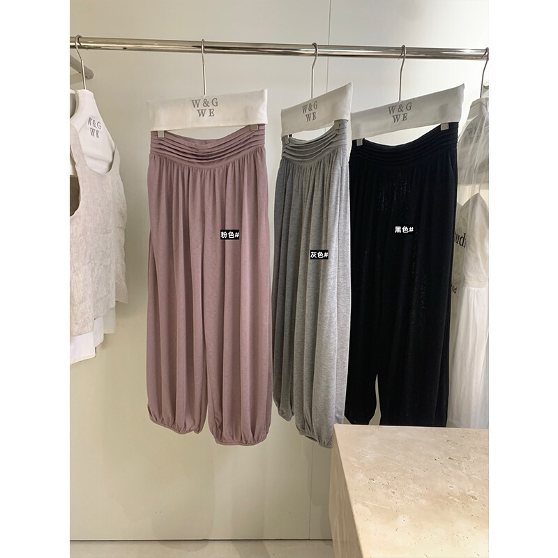 WGWE10536 Beloved Lantern Pants' Celebrity Style Ultra-Relaxed and Lazy 7/8 Length Lantern Pants with Waist Pleats