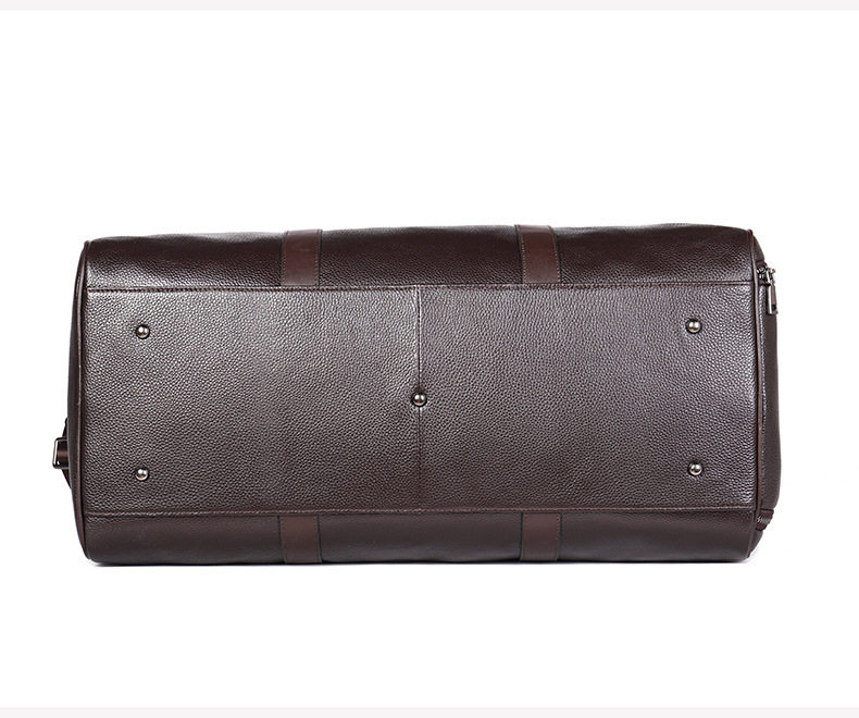 Túi du lịch da bò thật cho nam dạng thùng tròn có ngăn giày, đeo chéo và xách tay, 55×25,5×27,5 cm — 8706 Cà phê (45cm), 4014 Đen (45cm), 4015 Đen (55cm), Cà phê chi tiết 30