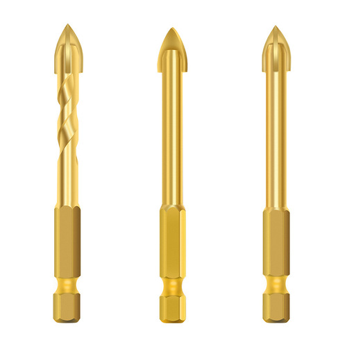 Hexagonal handle cross twist triangular drill bit Threaded tile drilling bit Carbide manufacturer sales