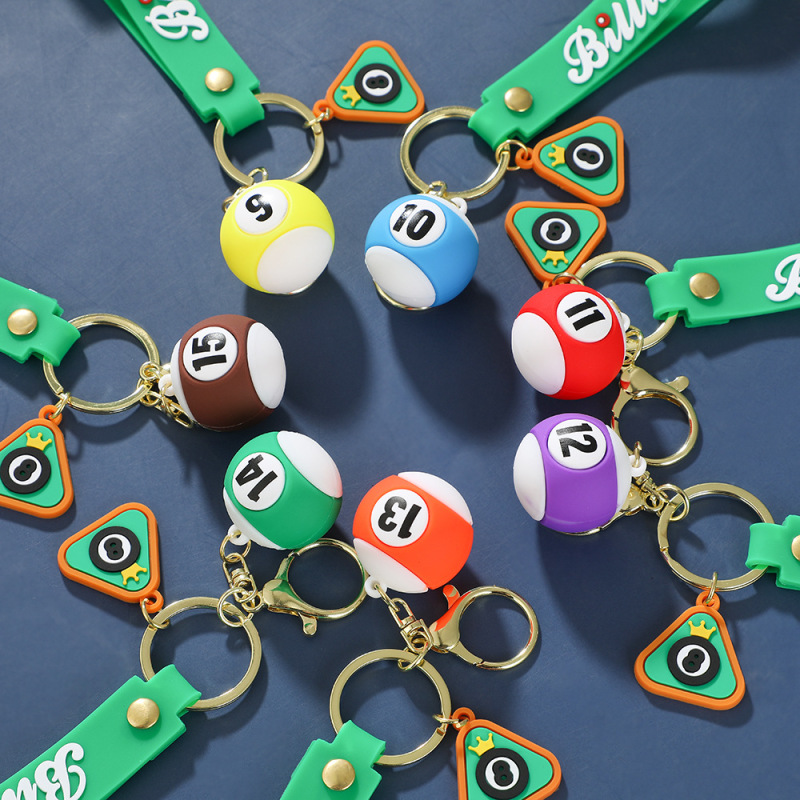 Cross-Border Creative Simulation Billiards Keychain Car Pendant Personalized Fashion Simple School Bag Pendant Gift Small Gift