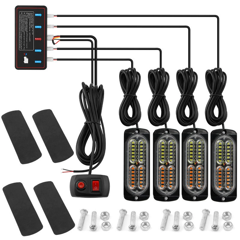 YH один перетащите четыре автомобиля грузовик чистая вспышка сигнальная лампа стробоскоп 4 * 24LED подсветка решетки света 12-24 В