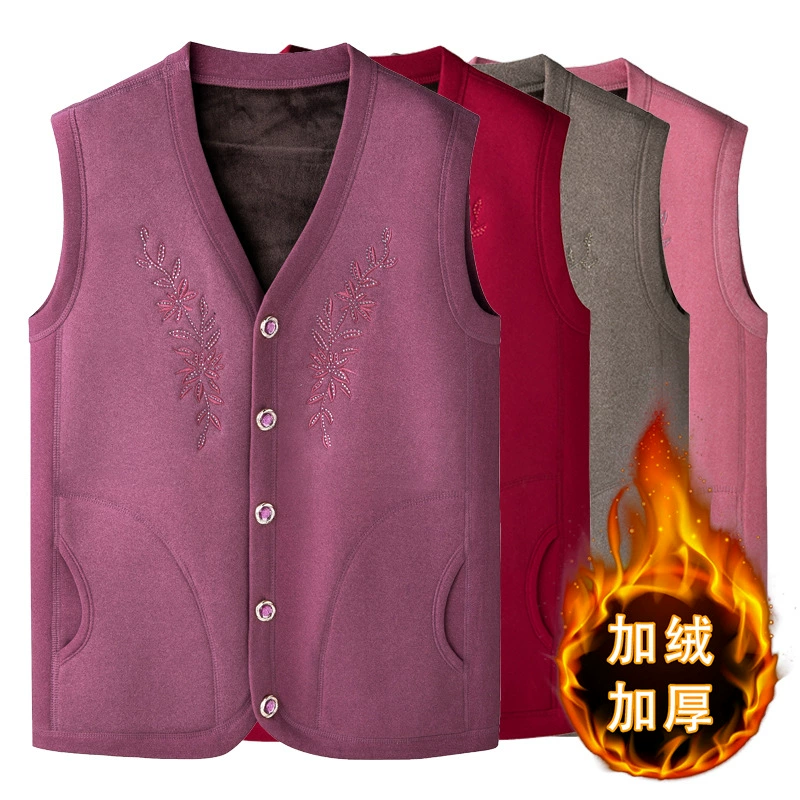 Пожилые люди, осенне-зимний утолщенный жилет на флисовой подкладке, 70-летняя бабушка носит Теплый жилет, жилет для мамы, пальто для старой леди