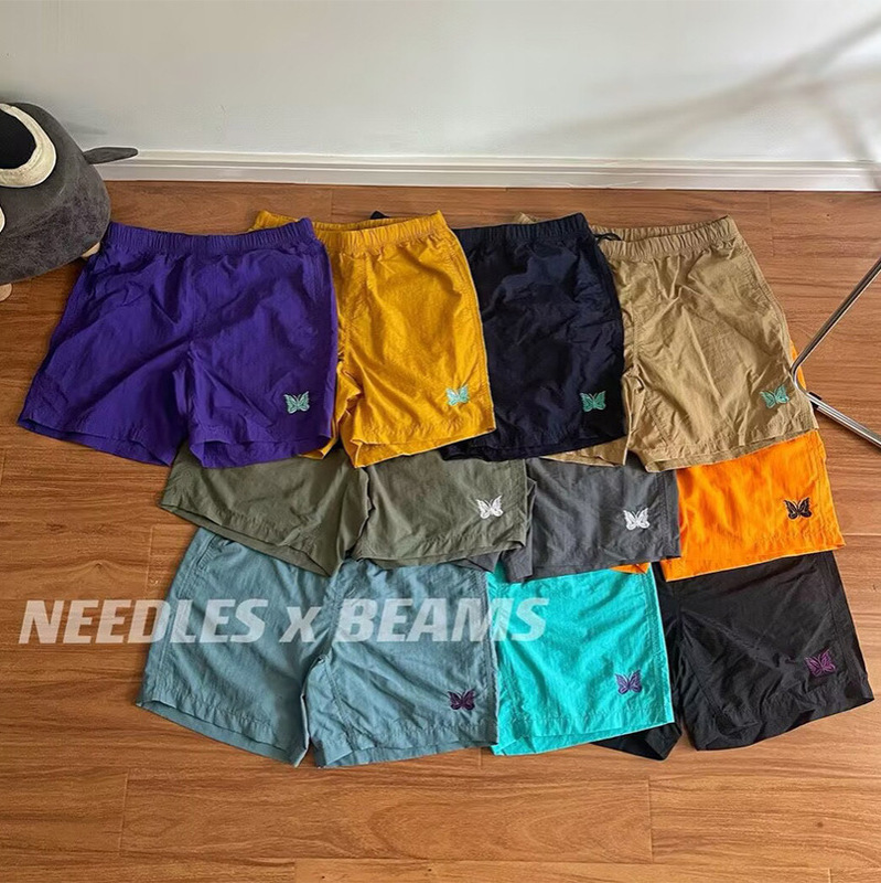 Independent Standard NEEDLES BEAMS Joint Butterfly Embroidered Shorts Nylon Quick-drying Loose Casual Beach Pants for Men
