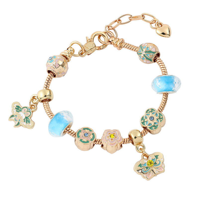 Cross-border New Alloy Beaded Bracelet Butterfly Owl Personality Bracelet Pandora Diy Beaded Jewelry