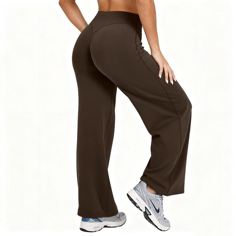 Amazon's Popular Wide-Leg Yoga Pants, Butt-Lifting Peach-Butt Women's High-Waisted Straight Outer Wear High-Elastic Sports Pants for Women Manufacturer