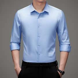 2022年春秋季新款韩版纯色寸衫商务休闲衬衫男士长袖潮流帅气上衣