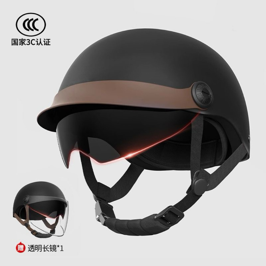 Nuevo estándar nacional 3C certificado coche eléctrico protección solar doble lente casco retro para hombres y mujeres cuatro estaciones alrededor de la cabeza ajustable tamaño