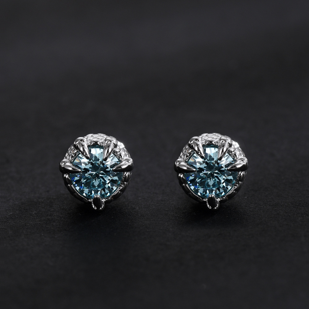 Orecchini a clip per osso dell'orecchio, magnetici, blu acqua dolce, da uomo, hip hop, senza piercing, con artiglio del drago delle Maldive, gioielli da donna_voghion.com