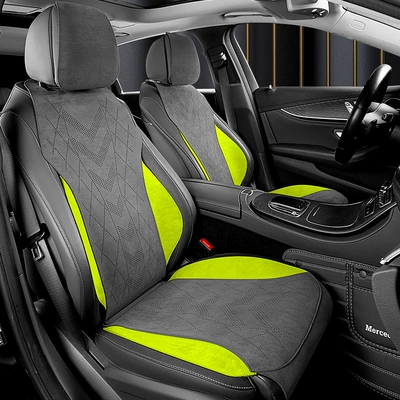 High-End Suede Car Seat Cushion, Single Seat, Universal for All Seasons, Winter Front and Passenger Seat Cushion (Car roof lining) - other-gray-green-driver-and-passenger-base-half-pack