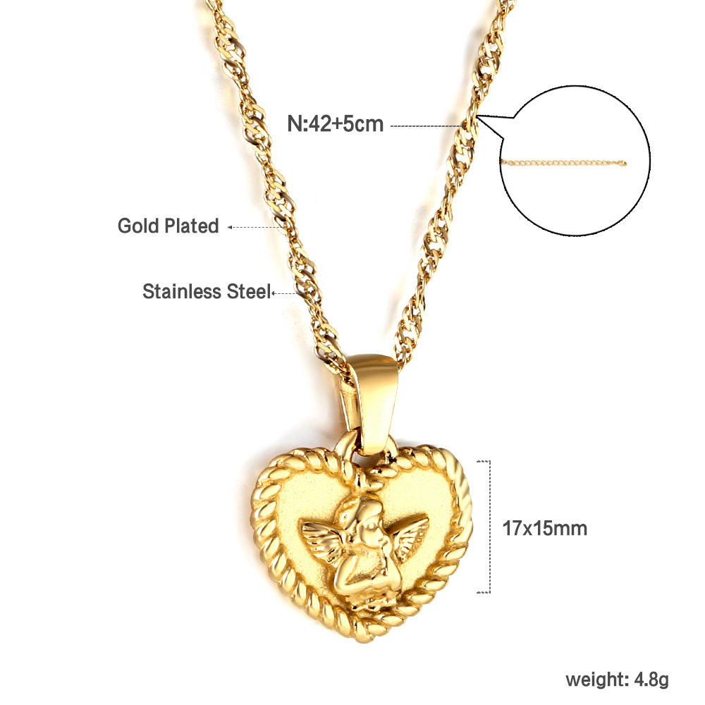 Casual Simple Style Round Insect Heart Shape Stainless Steel Titanium Steel Plating Inlay Pearl Zircon Pendant Necklace display picture 4