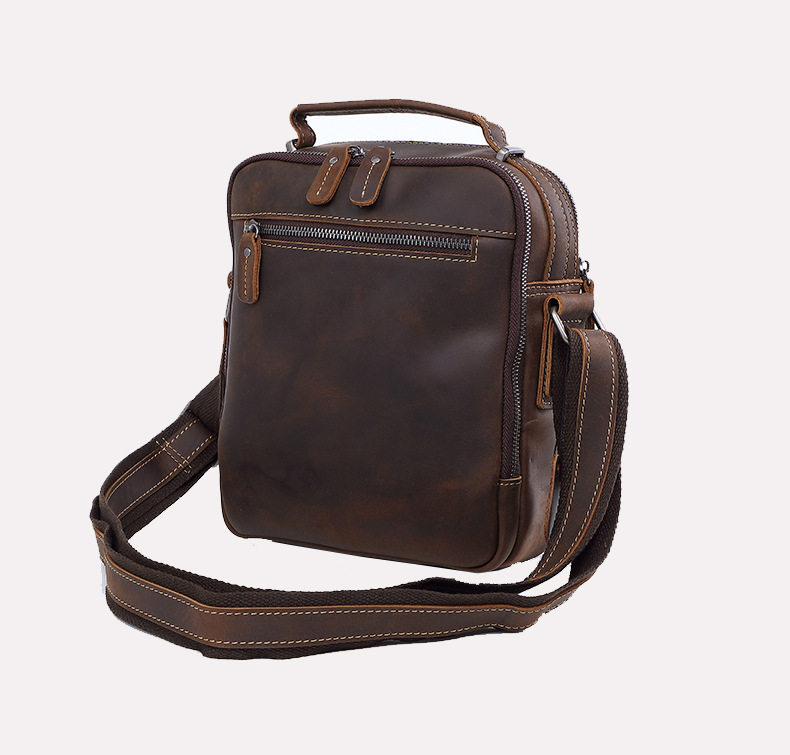 New business shoulder bag, men's leather bag, Crazy Horse leather messenger bag, casual retro large-capacity leather._ipsvogv.com