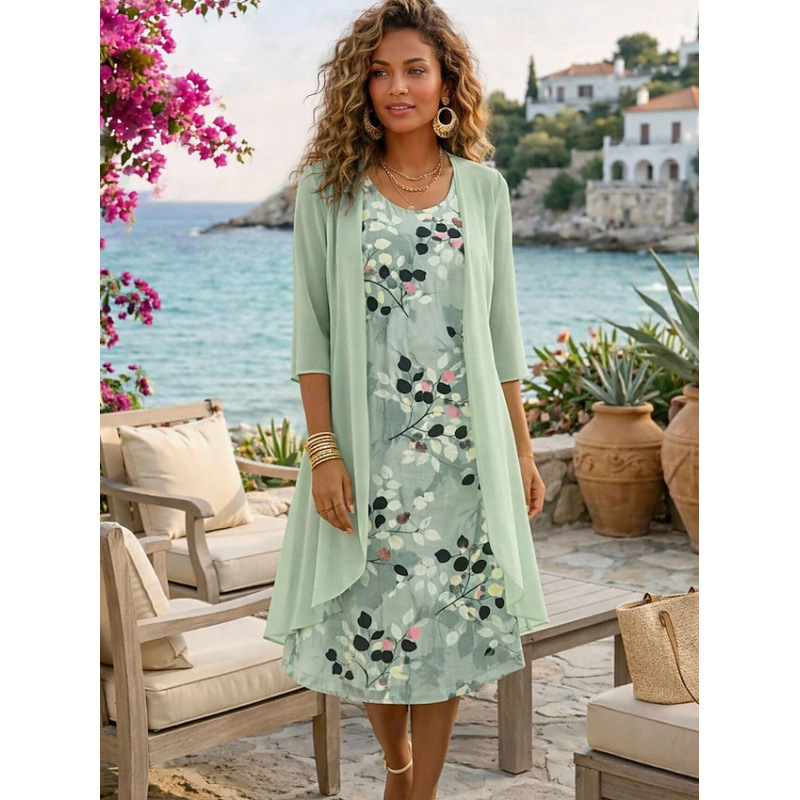 European and American Hot-Selling Independent Site Amazon Wish Spring and Autumn Fashionable and Elegant Chiffon Dress Two-Piece Set European and American Hot-Selling Independent Site Amazon Wish Spring and Autumn Fashionable and Elegant Chiffon Dress Two-Piece Set