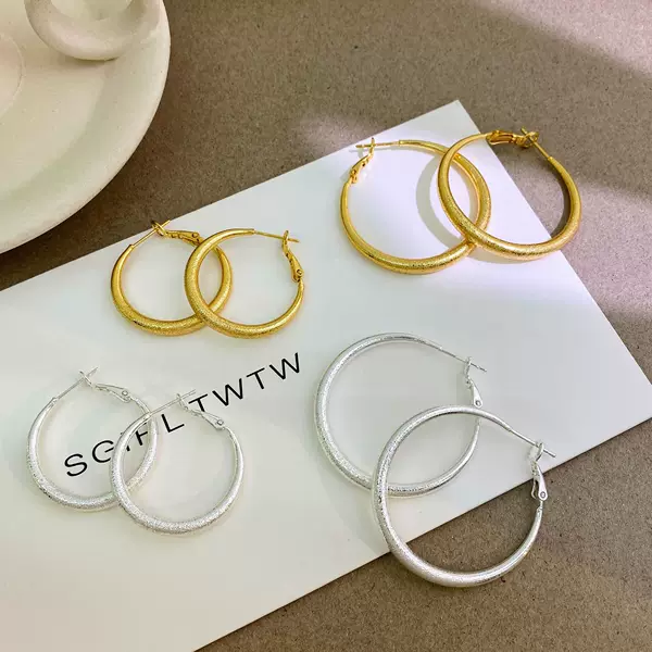 Copper Gold-Plated European and American Simple Exaggerated Large Hoop Earrings for Women, New Light Luxury Niche Style Earrings