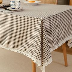 Imanqi Yun Korean-style artistic grid tablecloth pastoral fabric tablecloth tea table fabric factory direct supply
