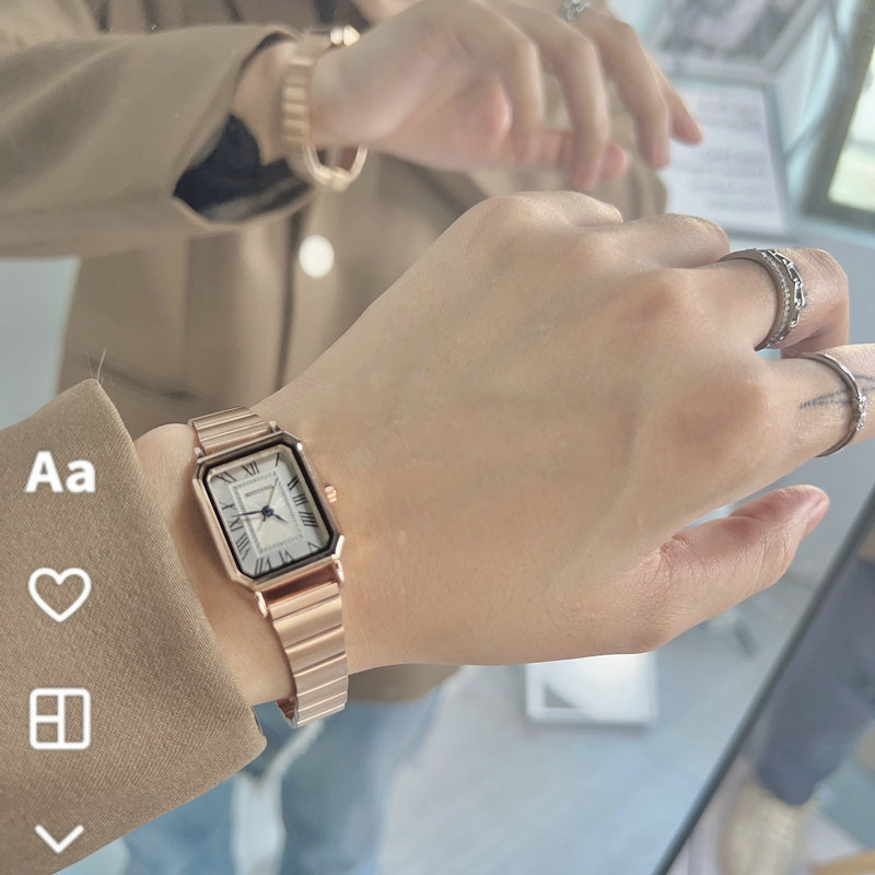 Women's Square Watch Korean Niche Design Simple Elegant ins Cool Style Student Bamboo Band Light Luxury Women's Watch