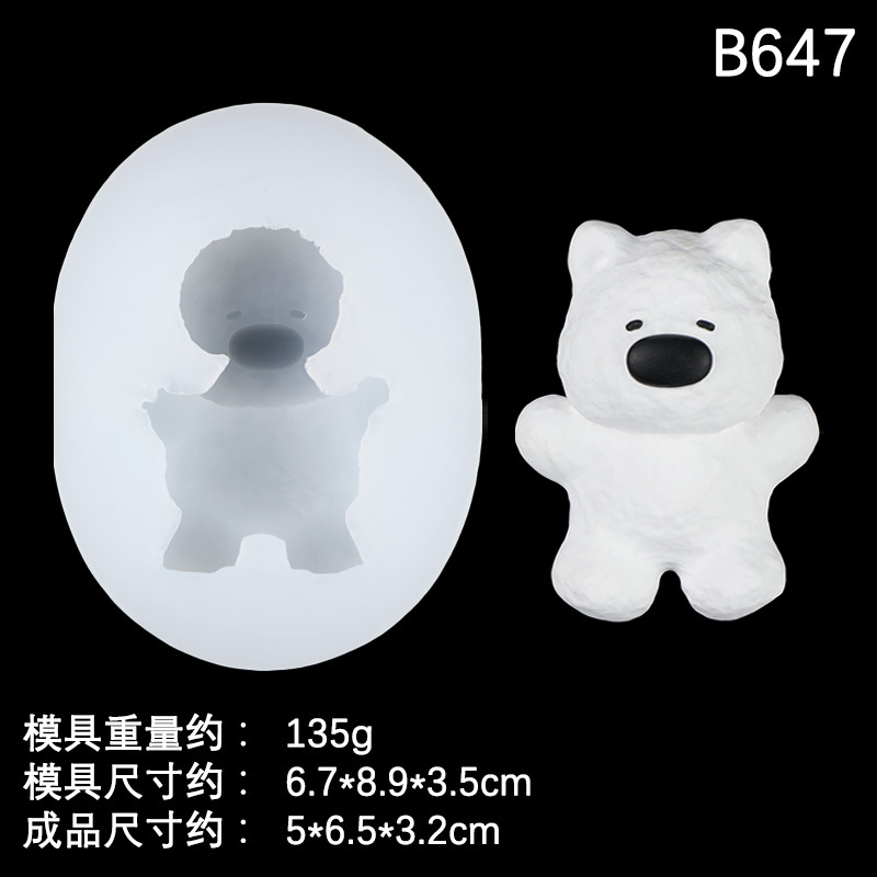 Molde de silicona en forma de West Highland de bricolaje, anillo de natación de oso de mantequilla, amasado, molde de decoración de yeso de goteo