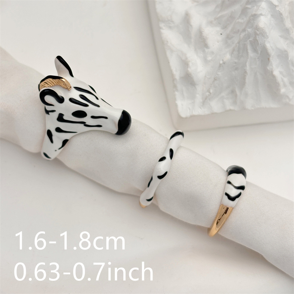 20g Weight Rings Classification 3 Pieces Set Quantity Daily Occasion Iron, Copper Material Zebra Pattern All Seasons Season Women's Gender Plating Design Cute, Simple Style Style Cute Simple Style Zebra Iron Copper Plating Women's Rings 7