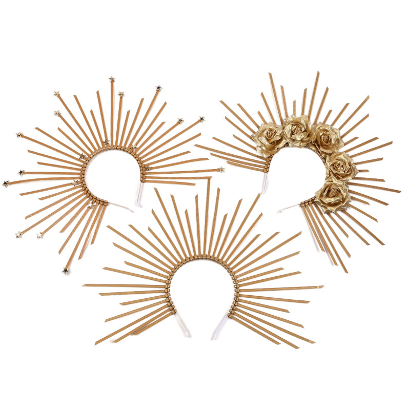 Amazon crown headband goddess zipper lace-up Halo Halloween costume headdress cosplay tie hair band
