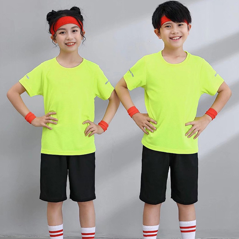 Campamento de verano suave que absorbe el sudor Organización de capacitación Juegos para padres e hijos Ropa de clase Camiseta para niños de secado rápido de manga corta Traje personalizado