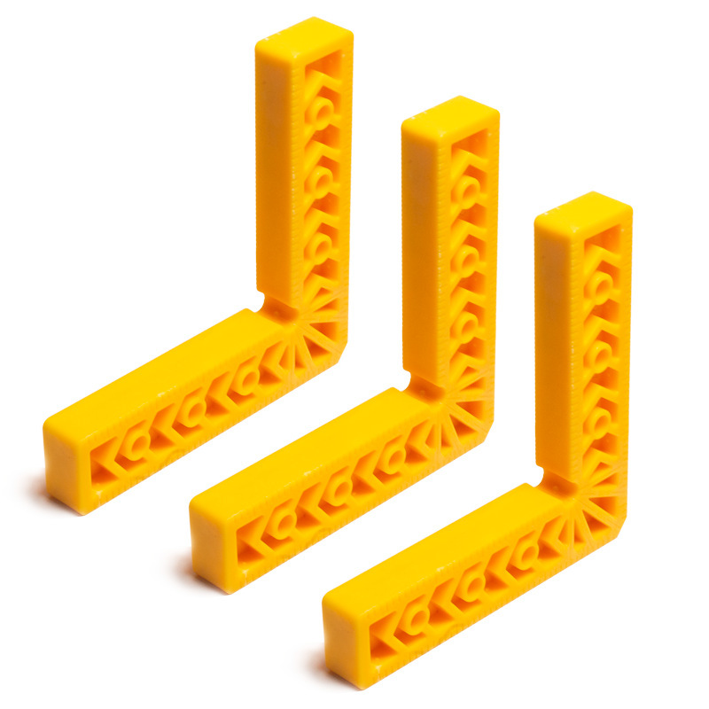 跨境90度黄色木工直角尺3寸6寸L型塑料拐尺划线定位尺辅助固定器