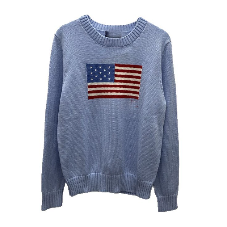 Демисезонный вязаный свитер USA, с вышивкой, корейский стиль, plus size