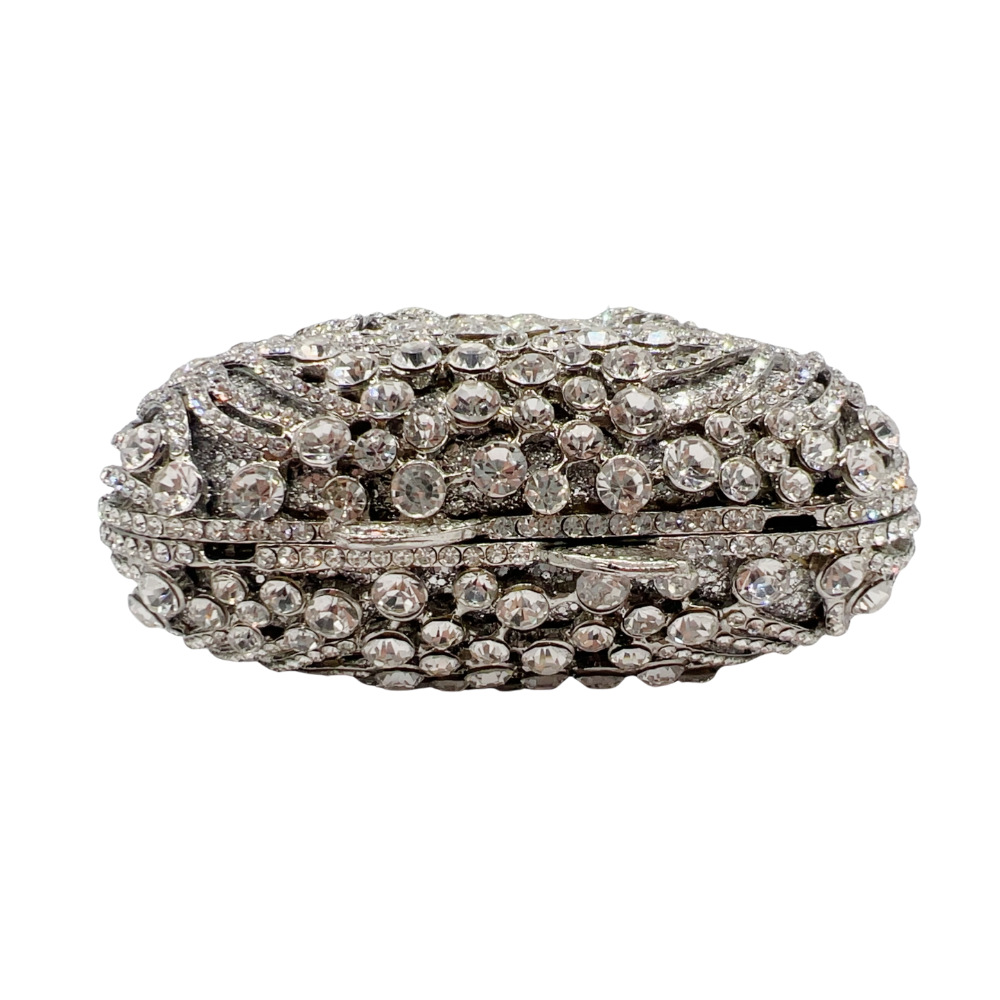 Túi clutch nữ đính đá pha lê dọc đựng điện thoại dự tiệc — bạc, sâm panh, Tùy chỉnh cá nhân